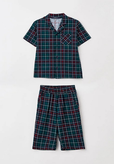 Пижама для мальчика (Размер 134-140 Цвет зеленый,клетка)