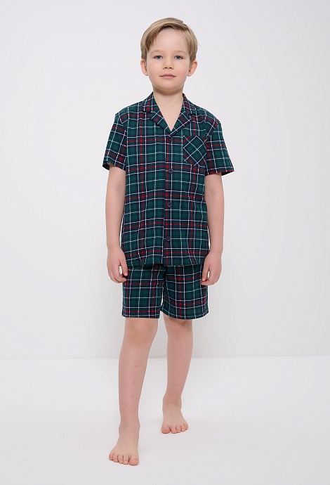 Пижама для мальчика (Размер 98-104 Цвет зеленый,клетка)