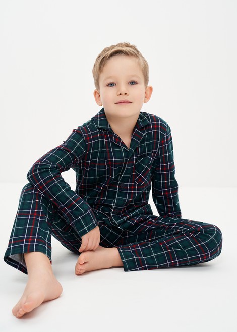 Пижама для мальчика (Размер 146-152 Цвет зеленый,клетка)