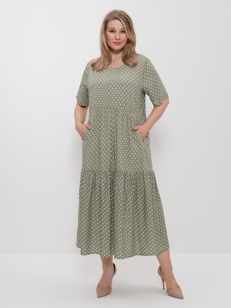 Платье  (Размер 62 Цвет оливковый,мелкий горошек)