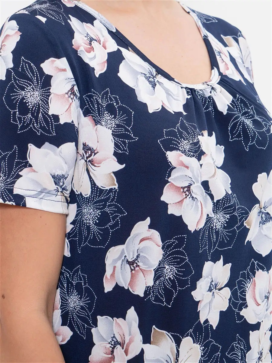 752синий,серо-розовые цветы _3