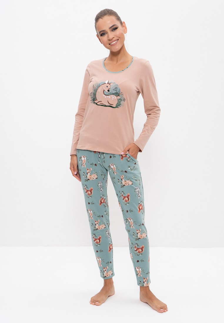Пижама с брюками (Размер 54 Цвет бежевый,олень)