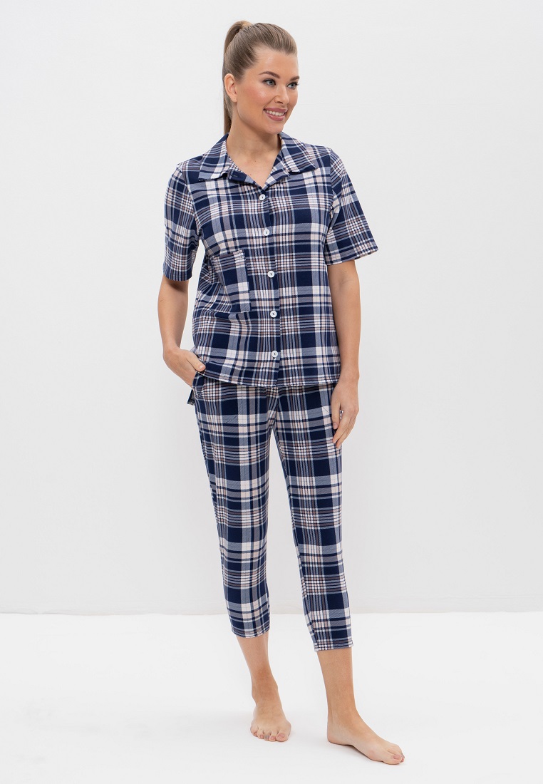 Пижама с бриджами (Размер 58 Цвет синий,голубой)