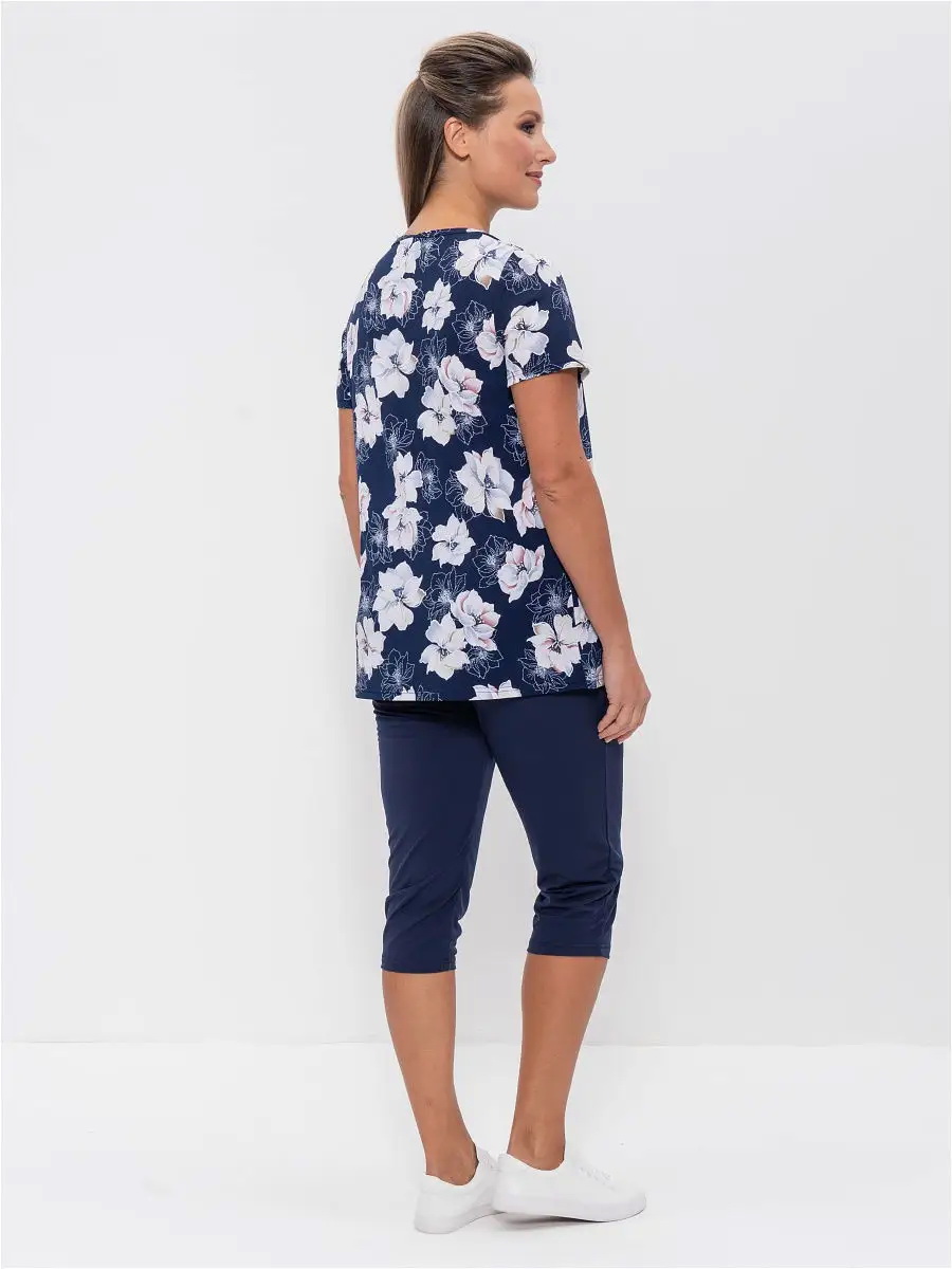 752синий,серо-розовые цветы _4