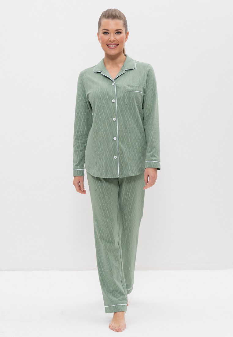 Пижама с брюками (Размер 58 Цвет оливковый,пшено)