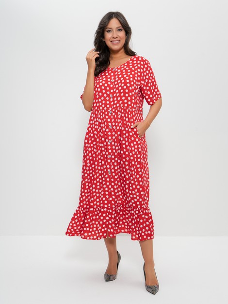 Платье  (Размер 48 Цвет красный,горох)
