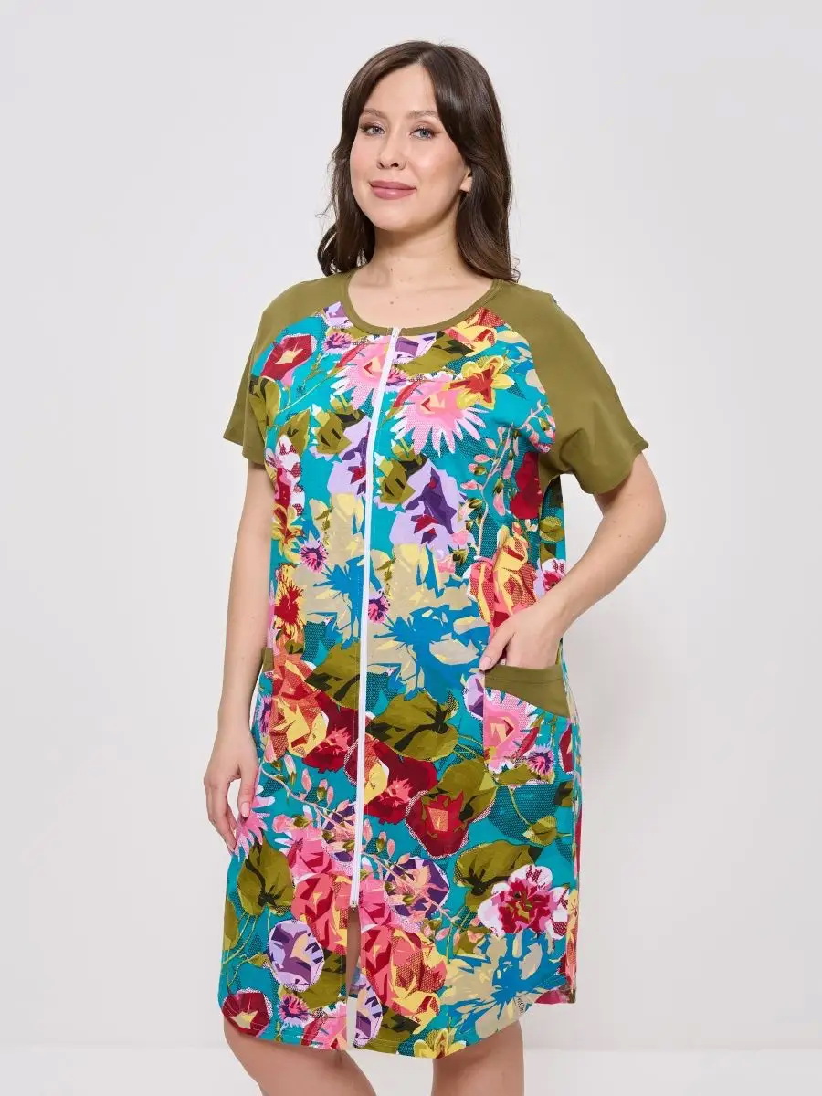 853бирюзовый с цветами_2