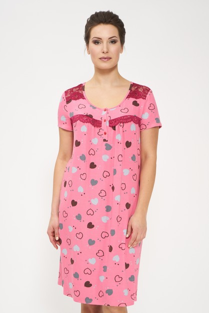 Сорочка (Размер 60 Цвет розовый с сердечками)
