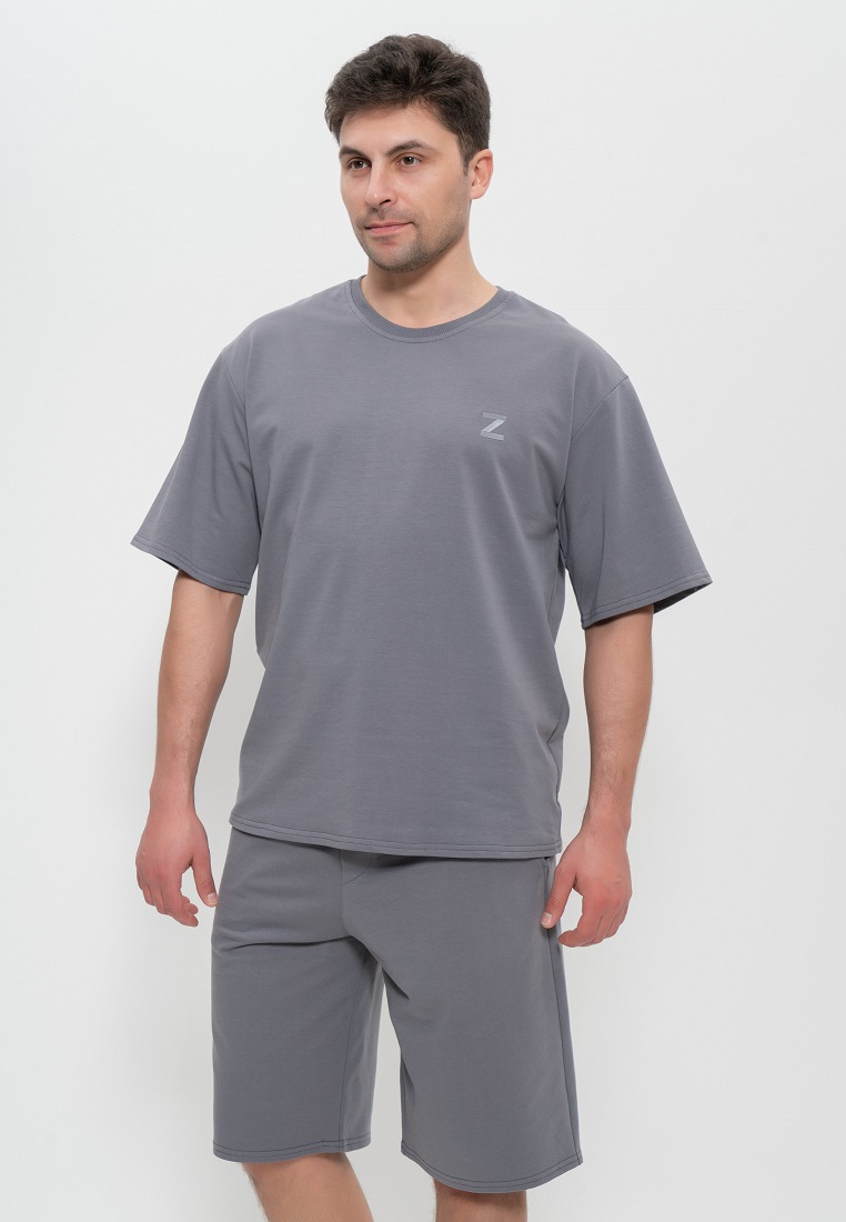 Комплект с шортами мужской (Размер 50 Цвет темно-серый)
