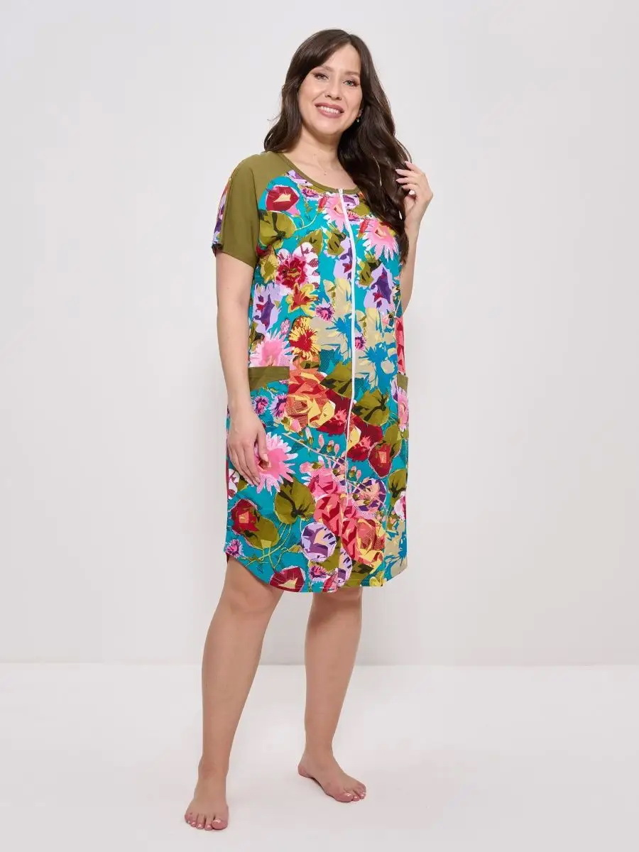 853бирюзовый с цветами_1