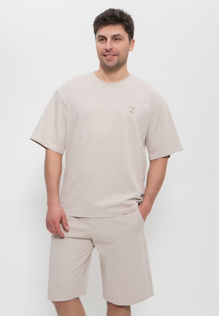 Комплект с шортами мужской (Размер 56 Цвет бежевый)