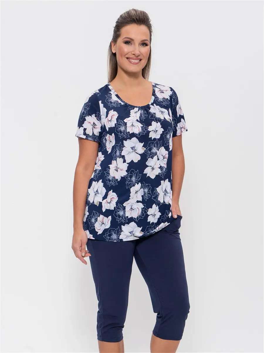 752синий,серо-розовые цветы _1