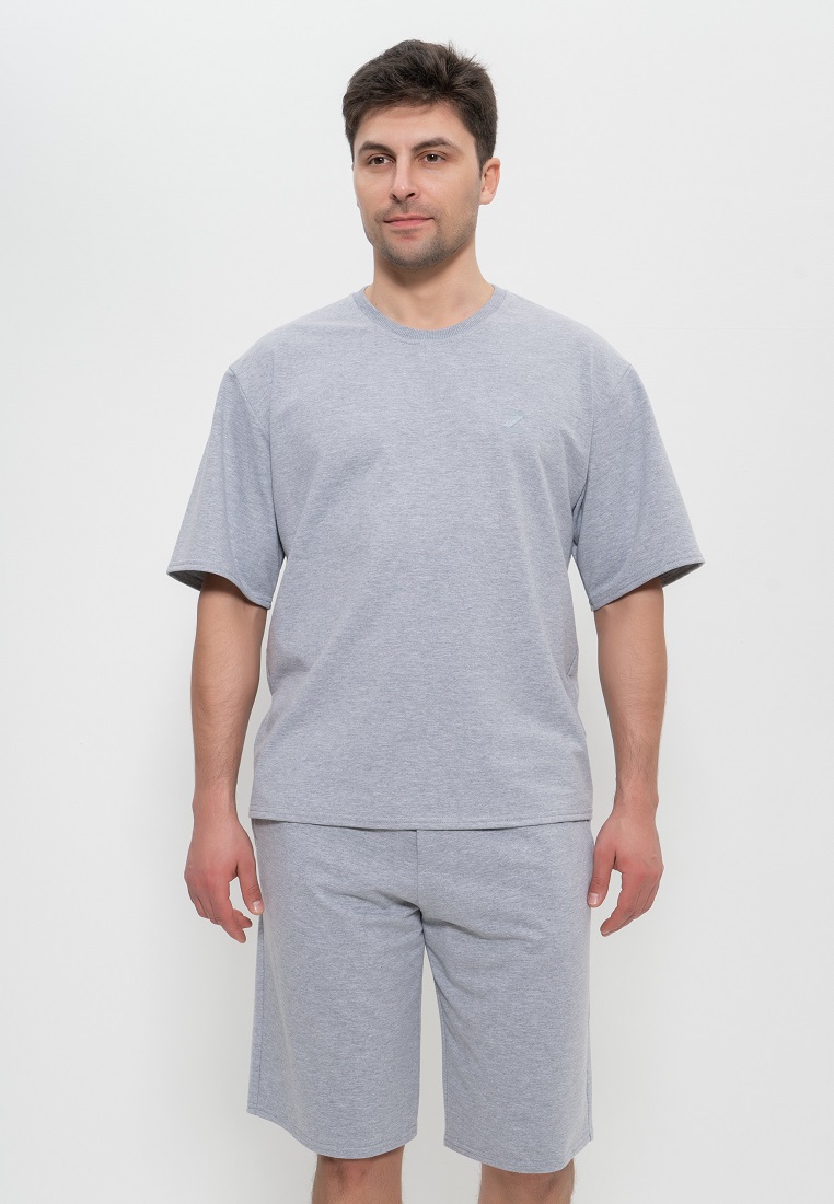 Комплект с шортами мужской (Размер 58 Цвет серый меланж)