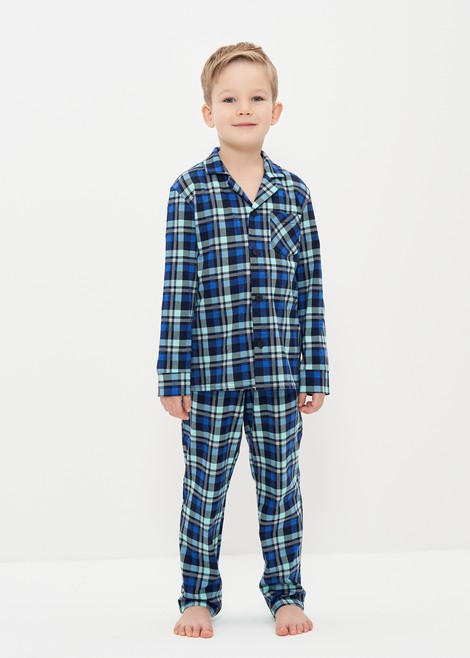 Пижама для мальчика (Размер 146-152 Цвет васильковый,клетка)